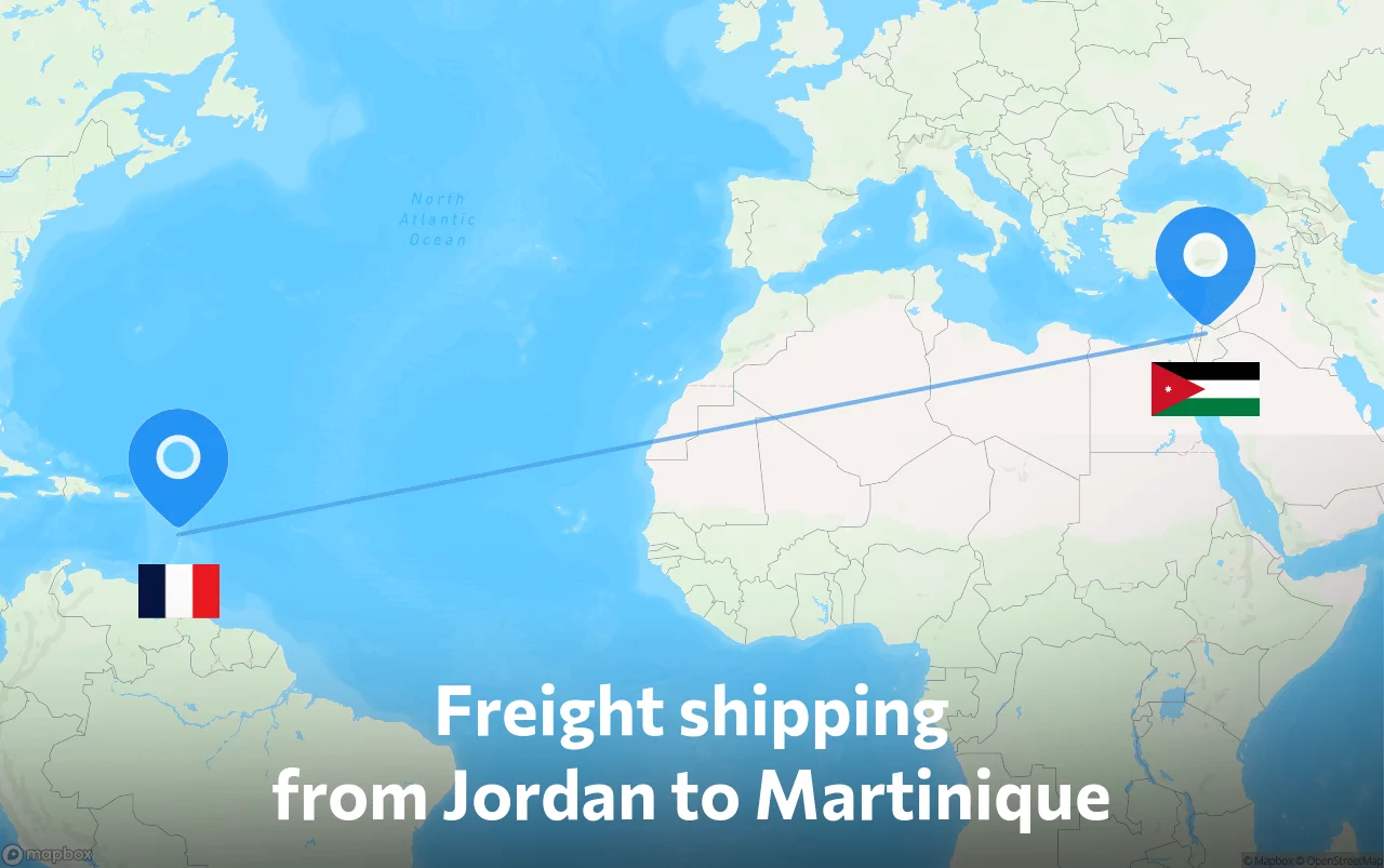 Shipping route from Jordan to Martinique