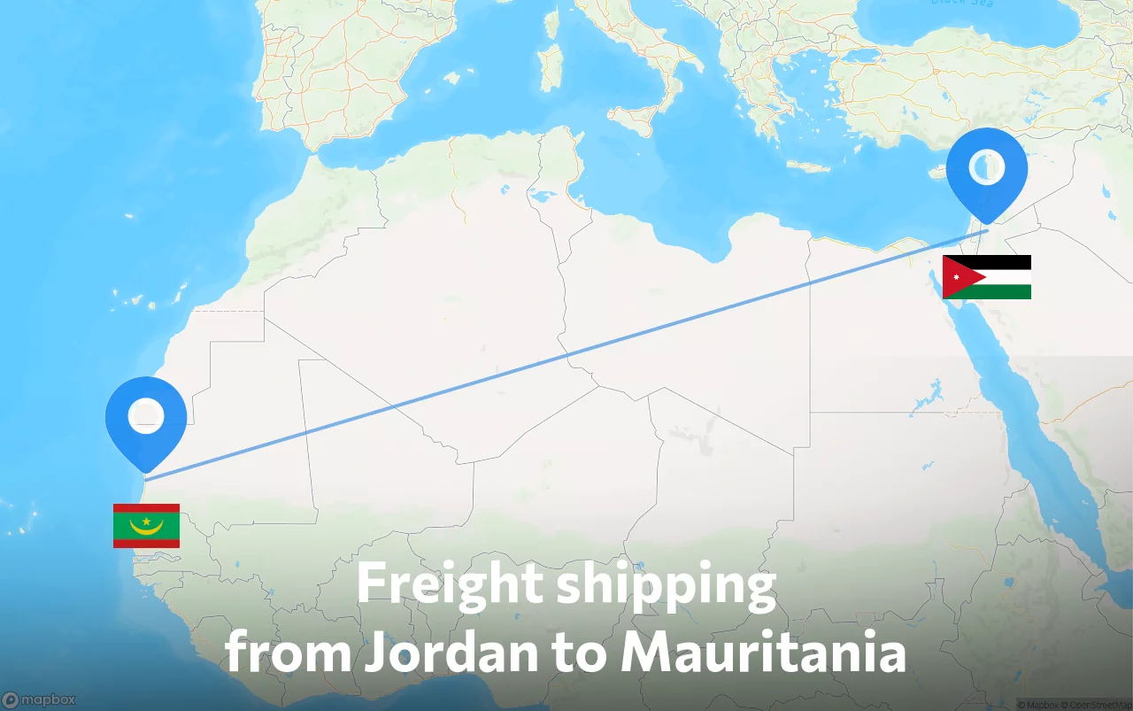 Shipping route from Jordan to Mauritania