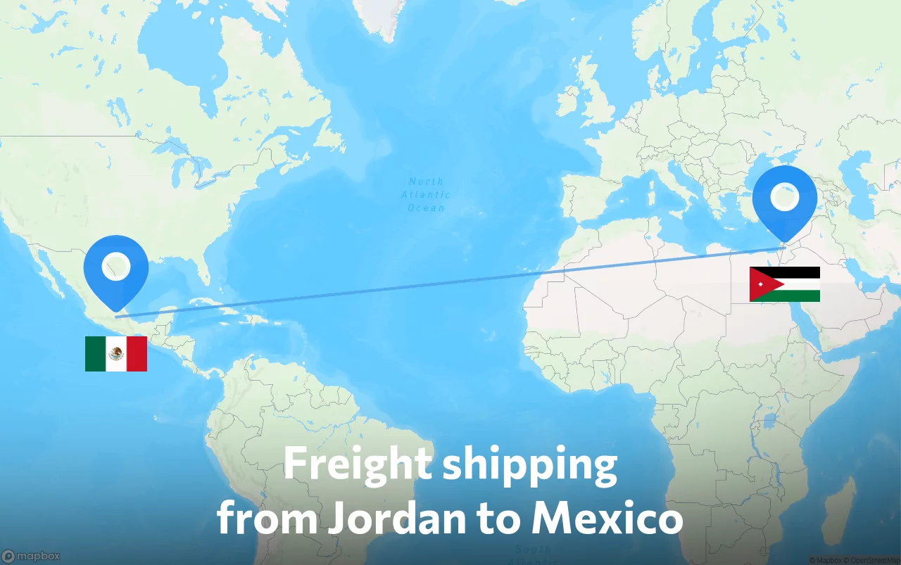 Shipping route from Jordan to Mexico