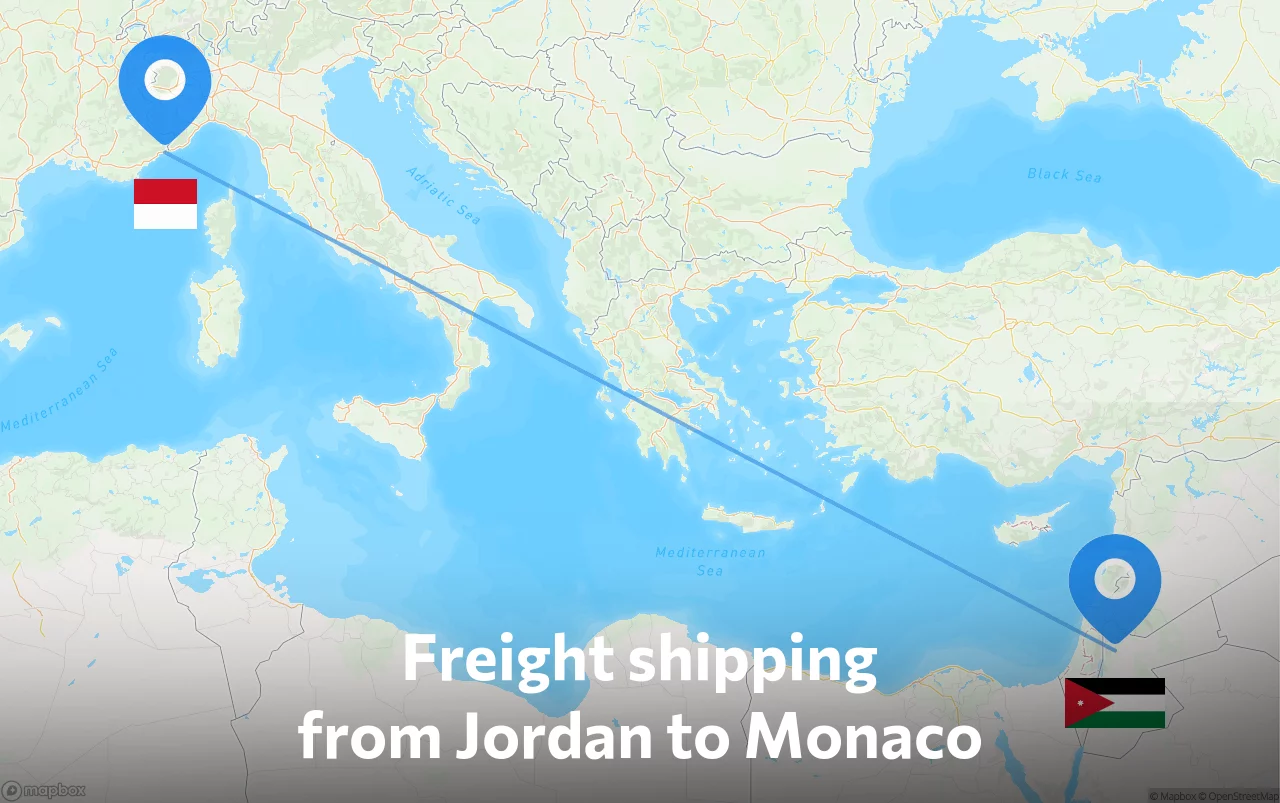 Shipping route from Jordan to Monaco