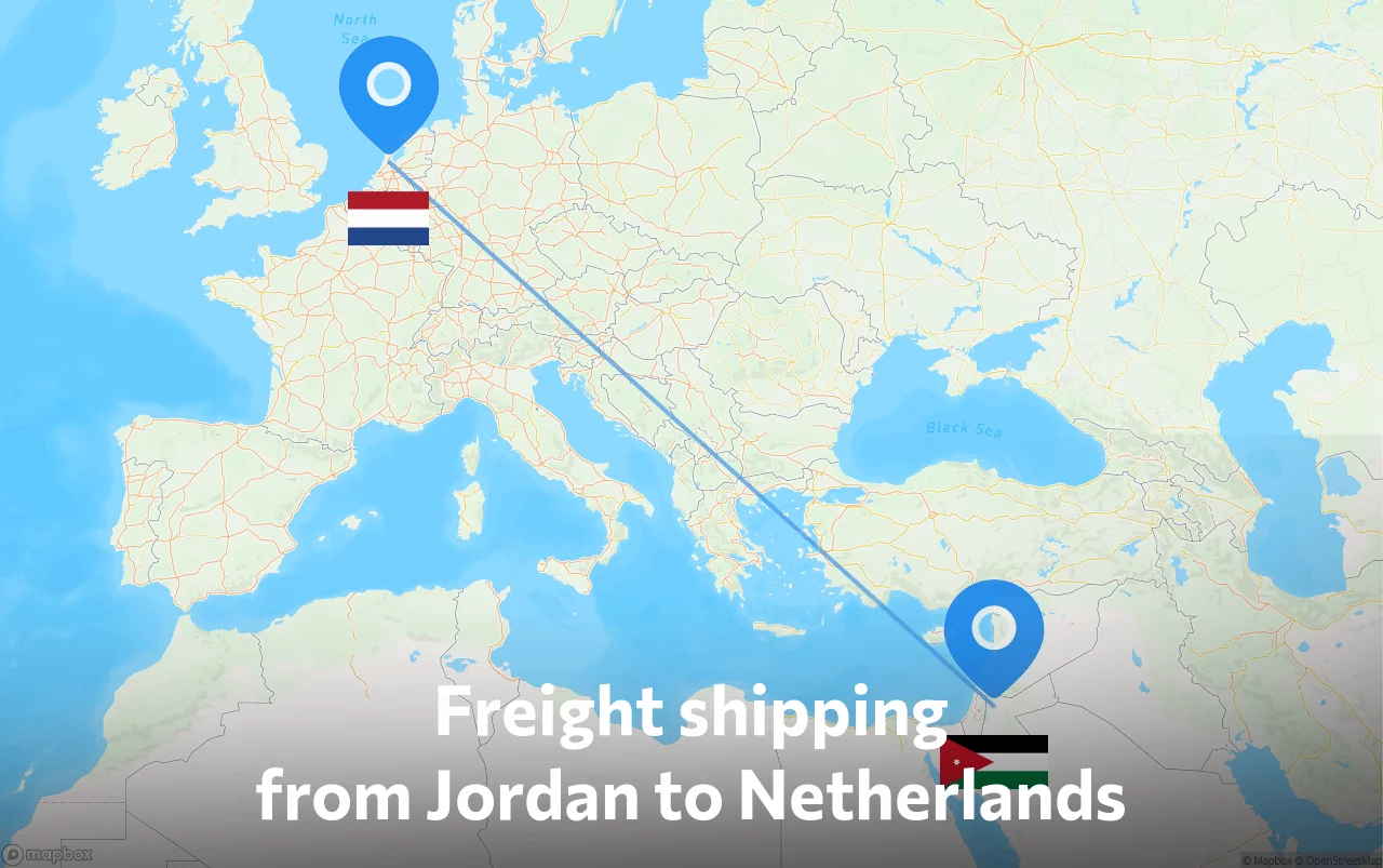 Shipping route from Jordan to Netherlands