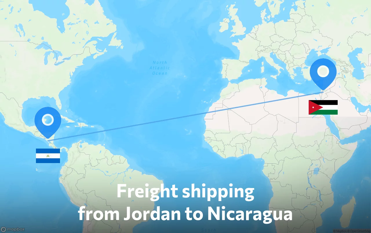 Shipping route from Jordan to Nicaragua