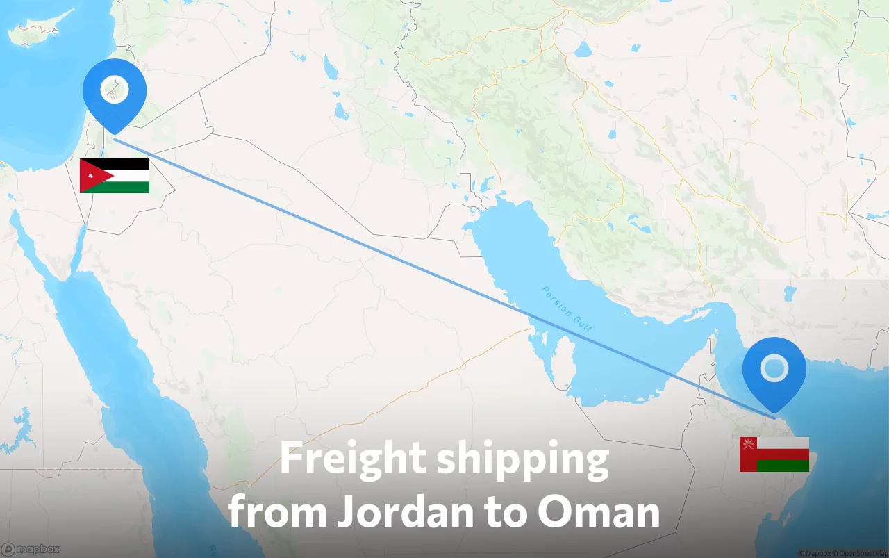 Shipping route from Jordan to Oman