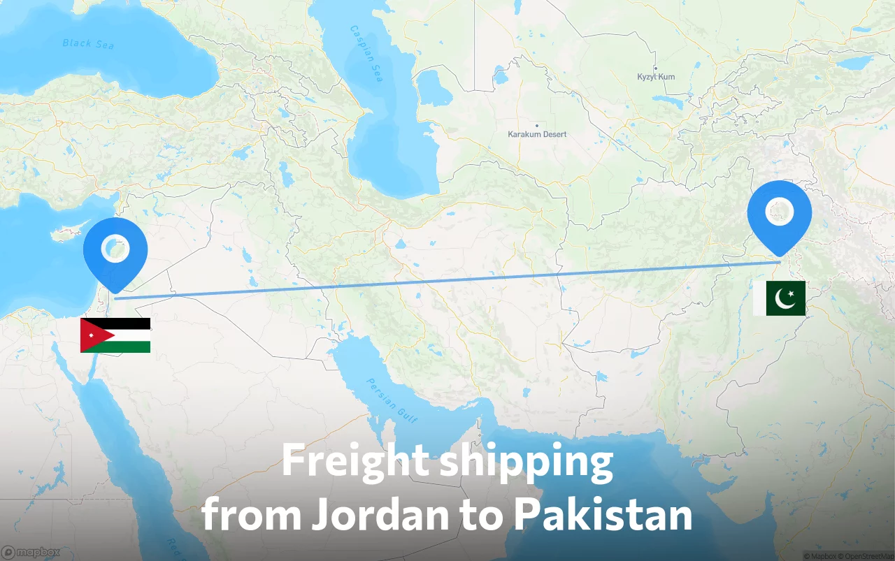 Shipping route from Jordan to Pakistan