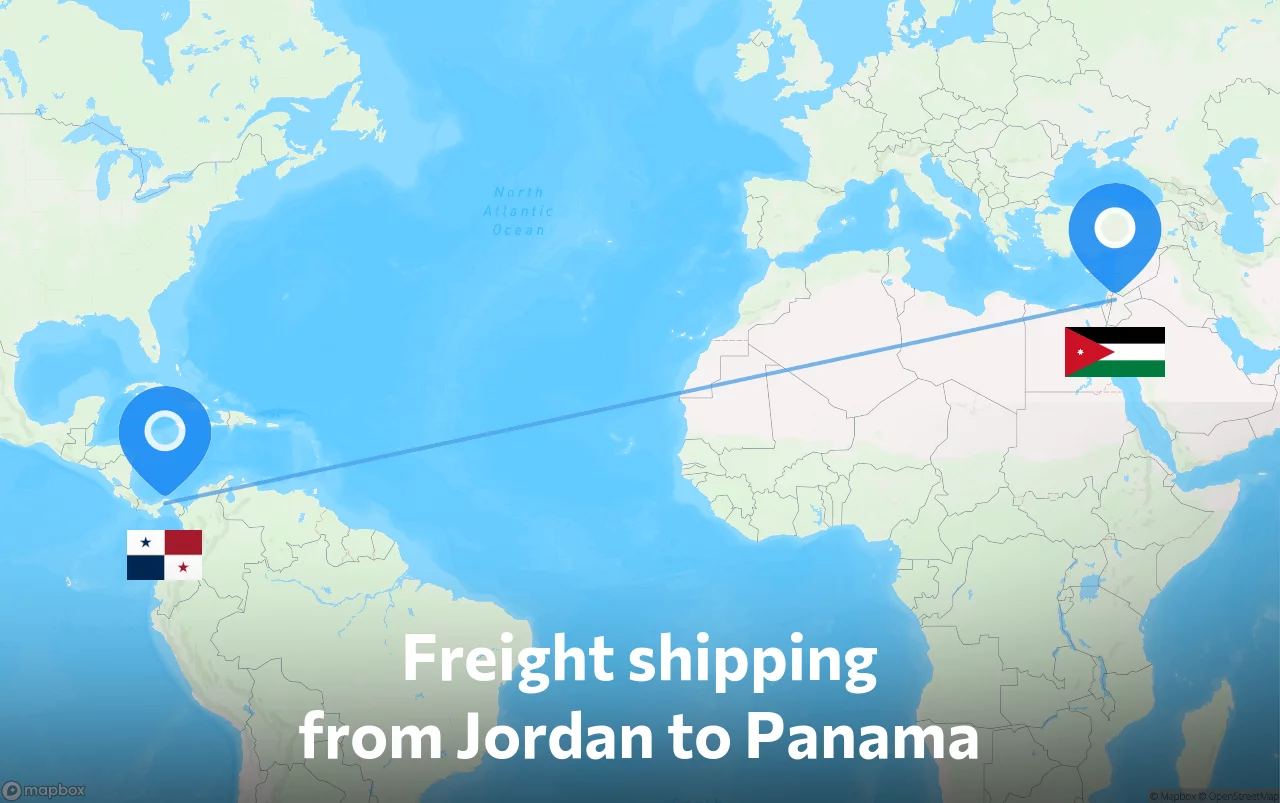 Shipping route from Jordan to Panama