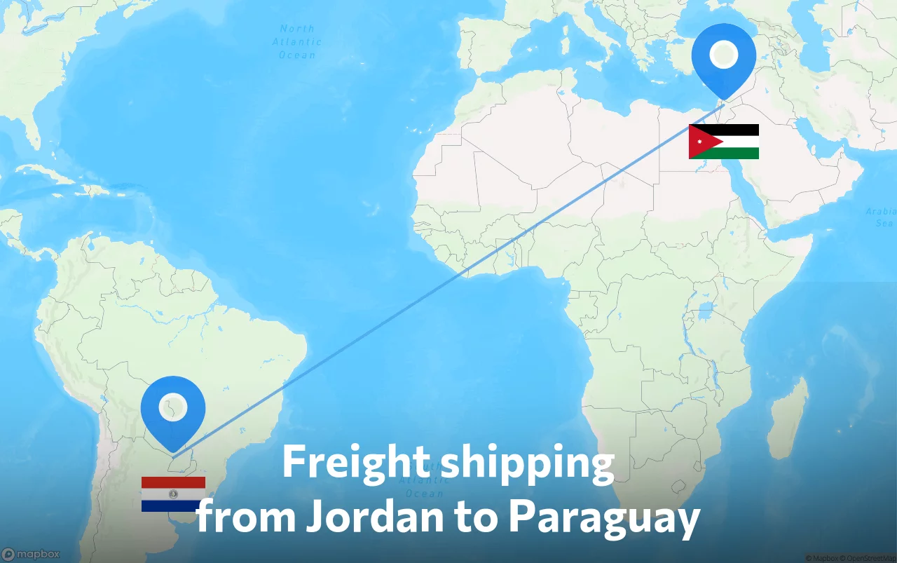 Shipping route from Jordan to Paraguay