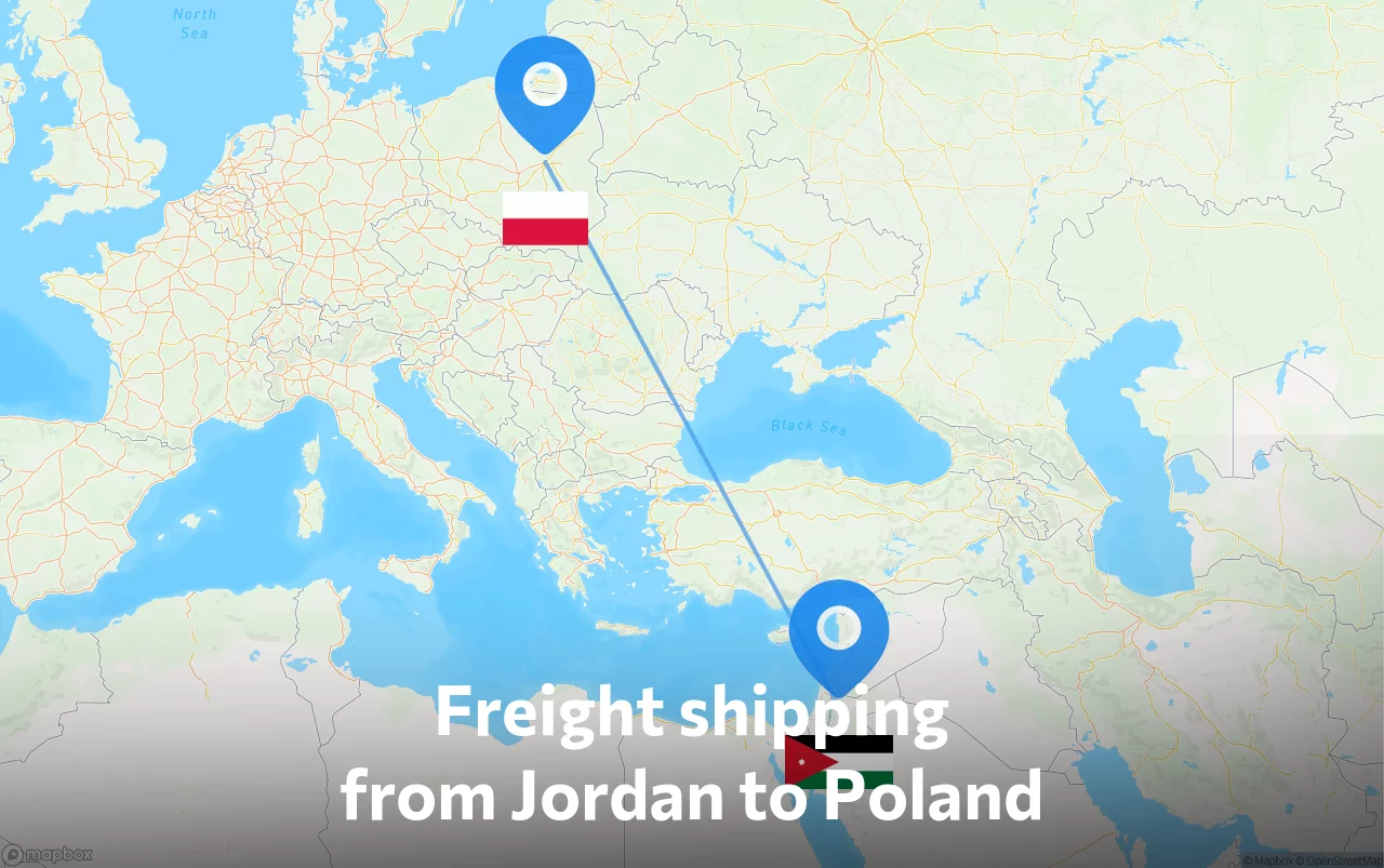 Shipping route from Jordan to Poland