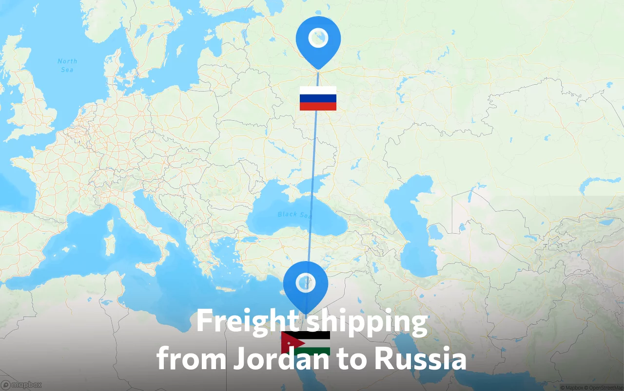 Shipping route from Jordan to Russia