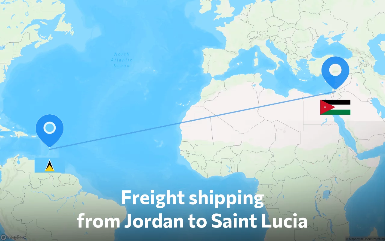 Shipping route from Jordan to Saint Lucia
