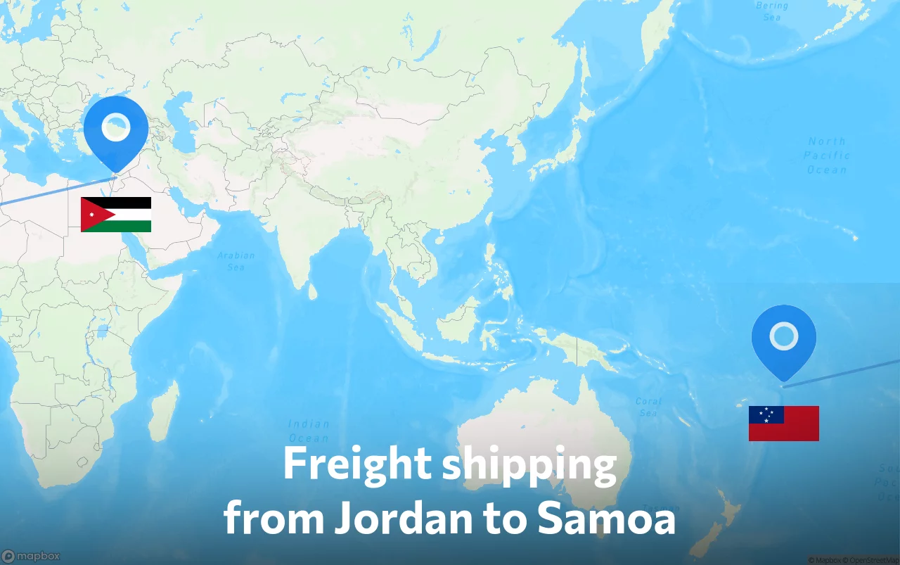 Shipping route from Jordan to Samoa