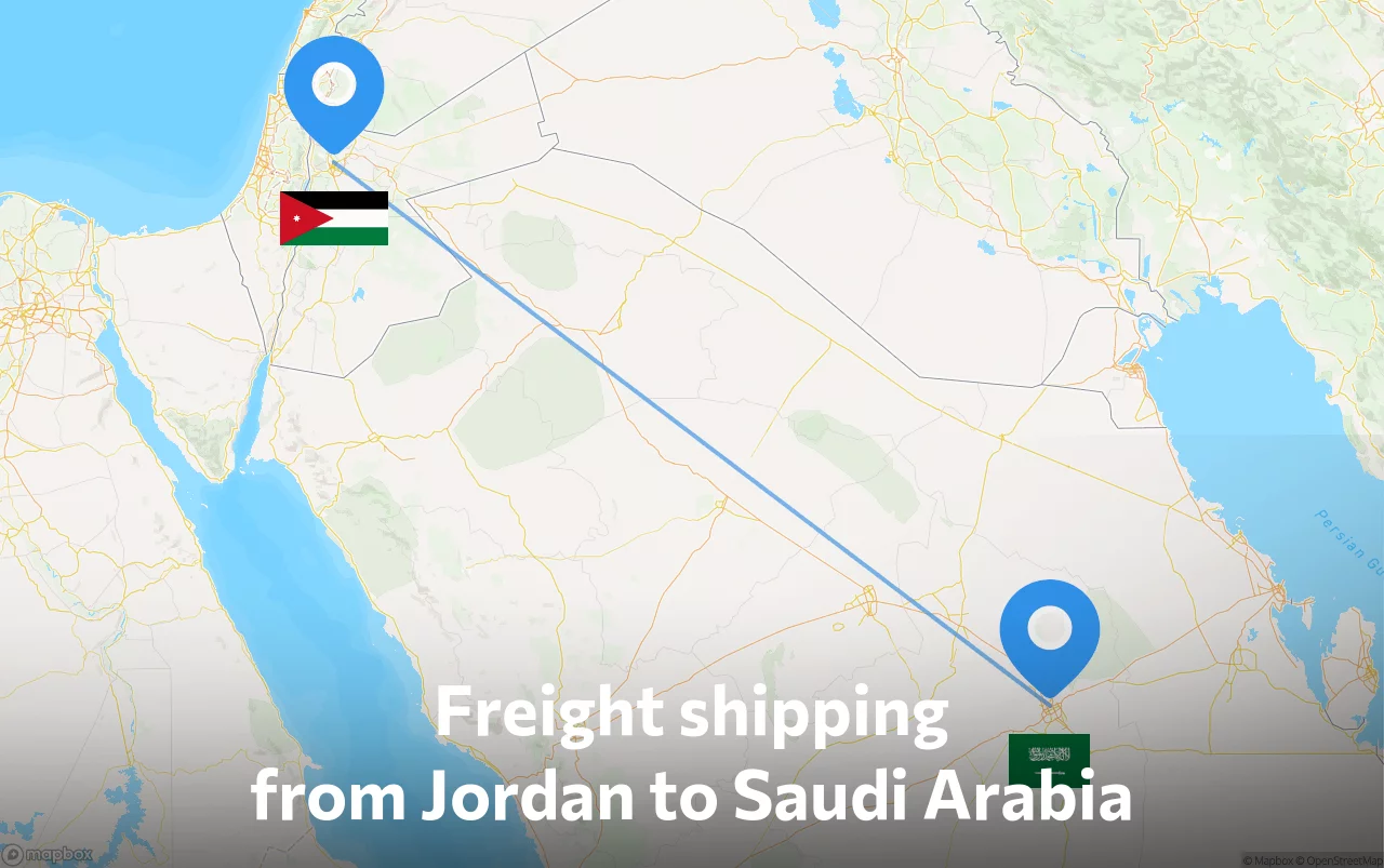 Shipping route from Jordan to Saudi Arabia