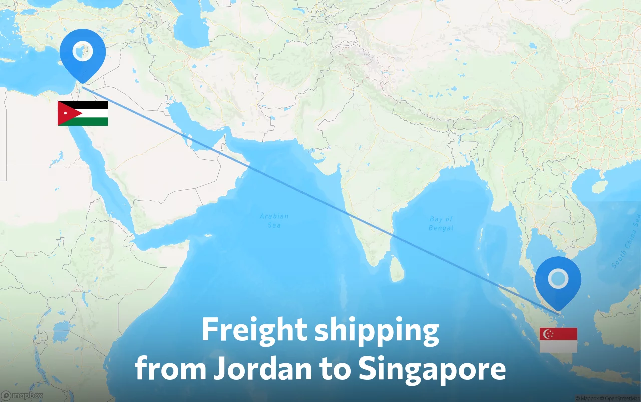 Shipping route from Jordan to Singapore