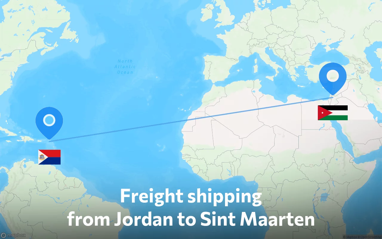 Shipping route from Jordan to Sint Maarten
