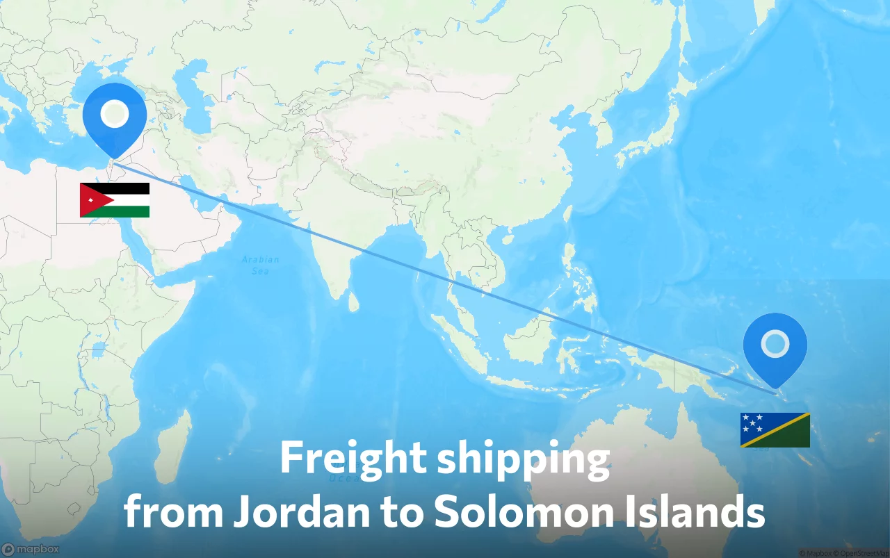 Shipping route from Jordan to Solomon Islands