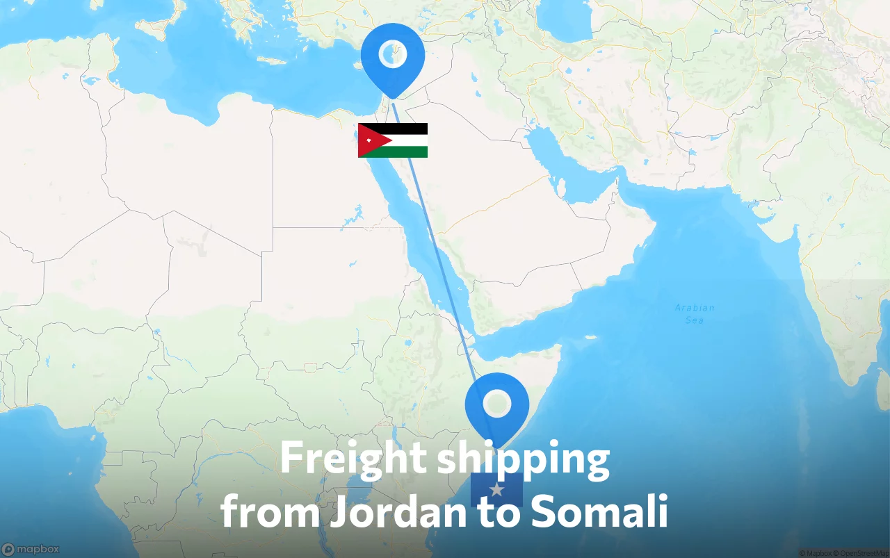 Shipping route from Jordan to Somali