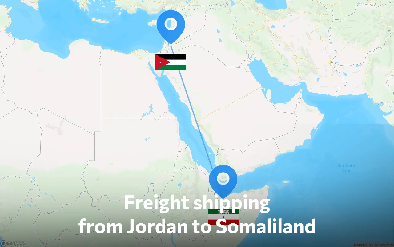 Shipping route from Jordan to Somaliland
