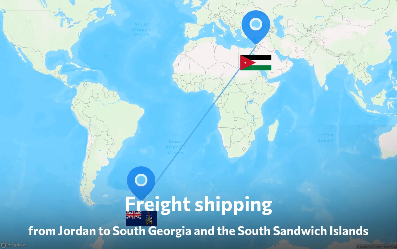 Shipping route from Jordan to South Georgia and the South Sandwich Islands