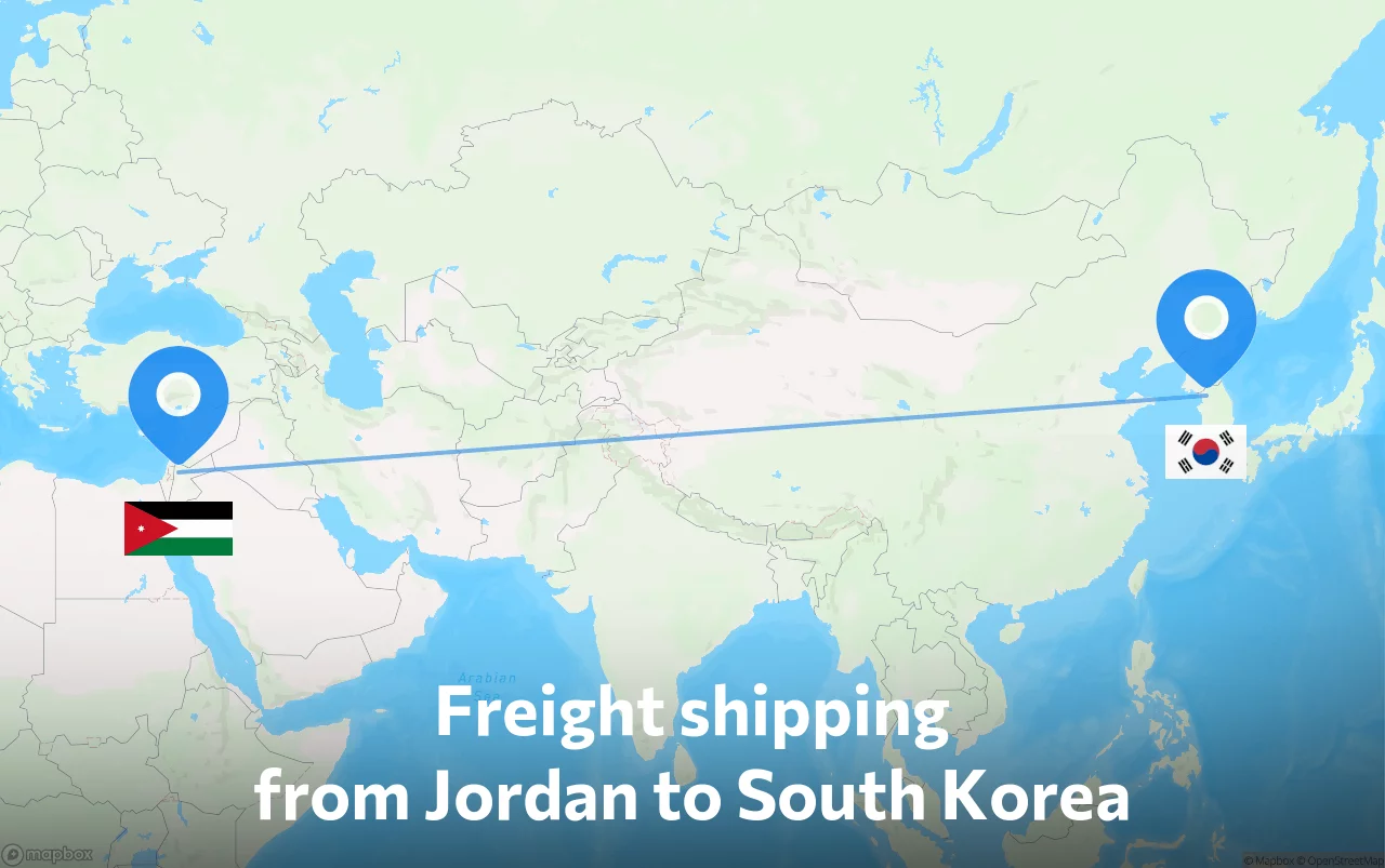 Shipping route from Jordan to South Korea