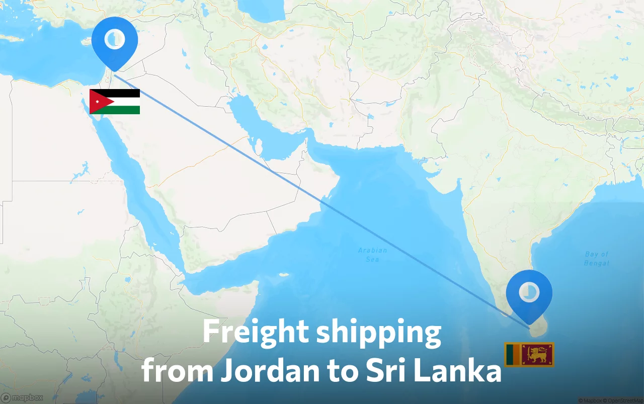 Shipping route from Jordan to Sri Lanka