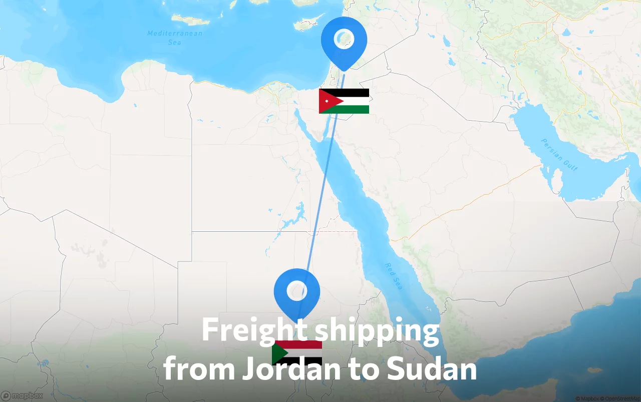 Shipping route from Jordan to Sudan