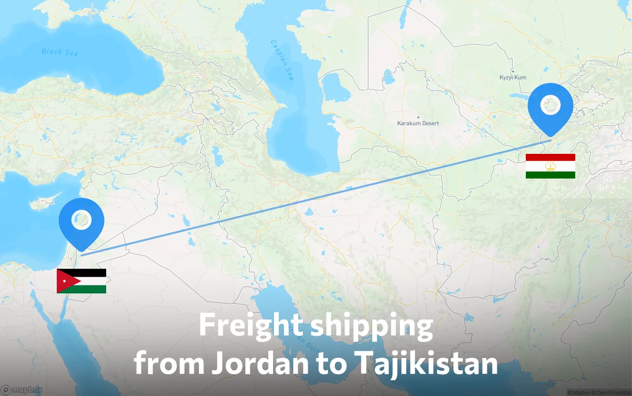 Shipping route from Jordan to Tajikistan