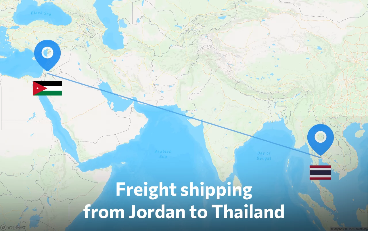 Shipping route from Jordan to Thailand