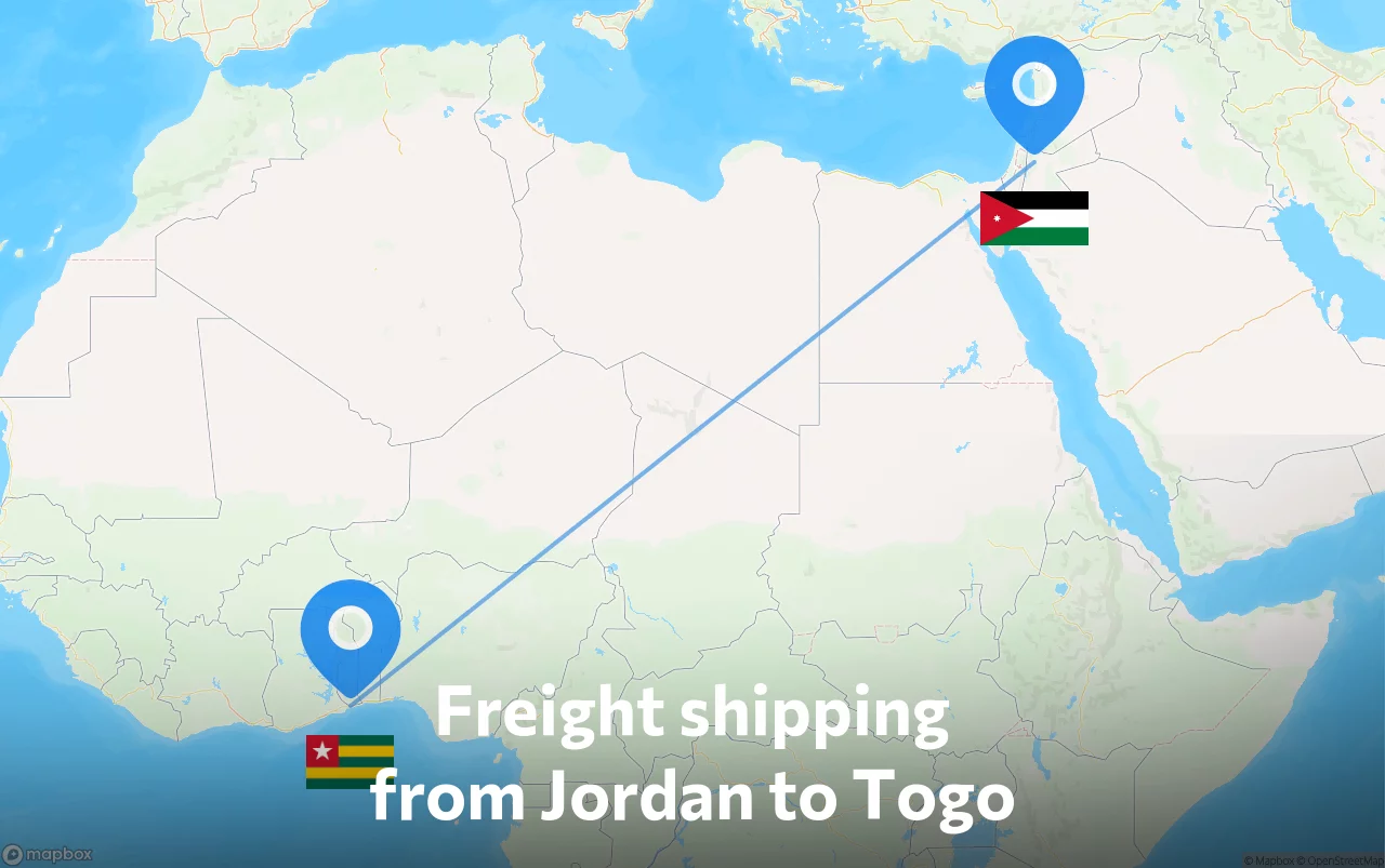 Shipping route from Jordan to Togo