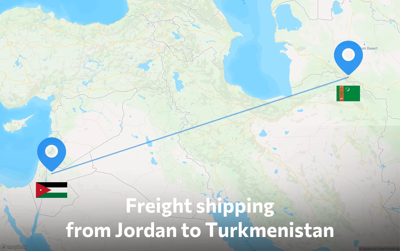Shipping route from Jordan to Turkmenistan