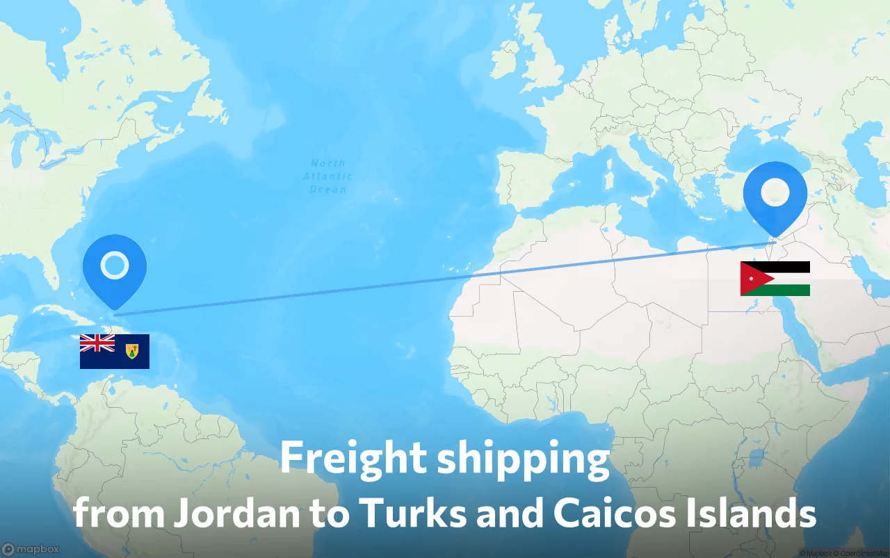 Shipping route from Jordan to Turks and Caicos Islands