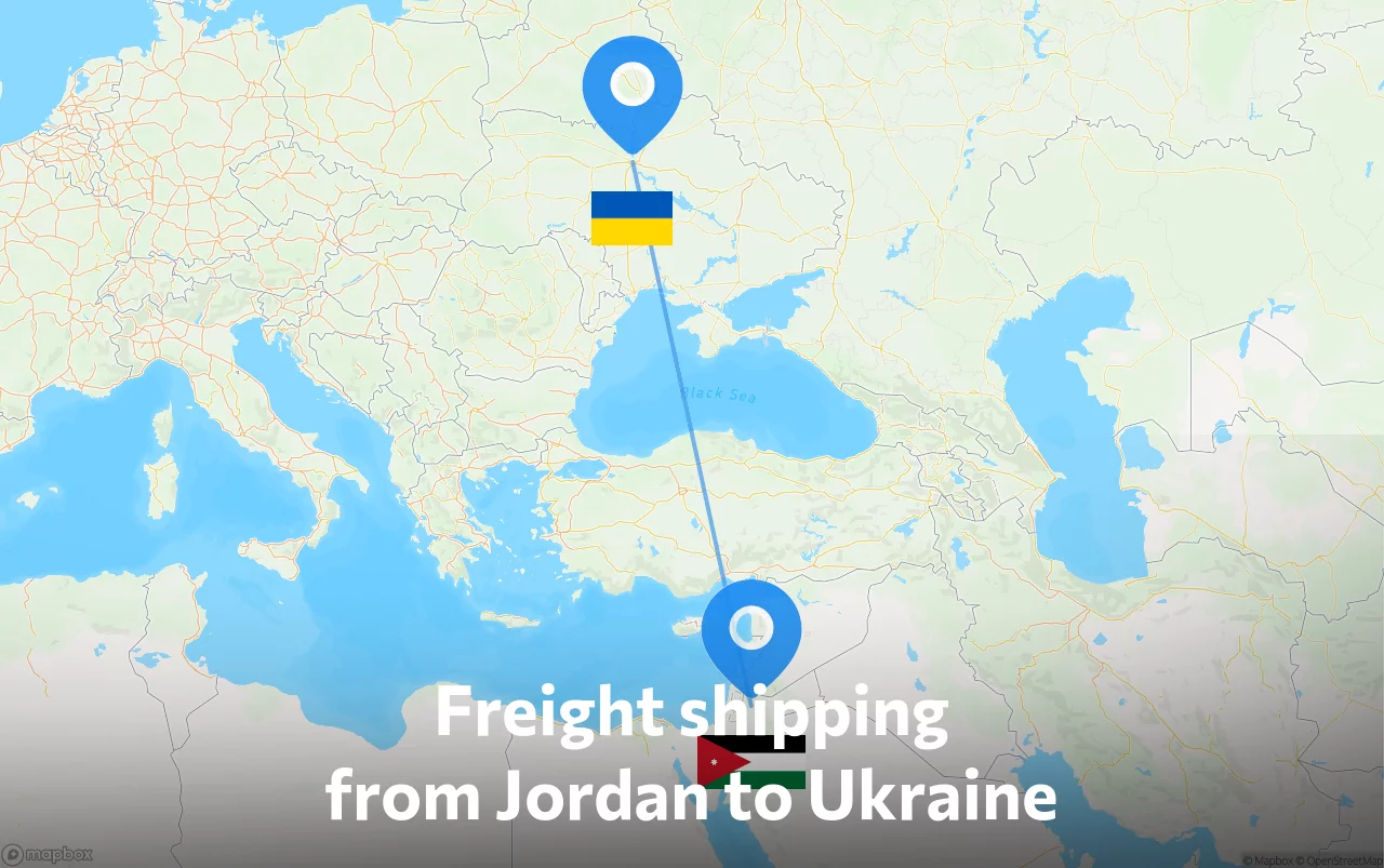 Shipping route from Jordan to Ukraine