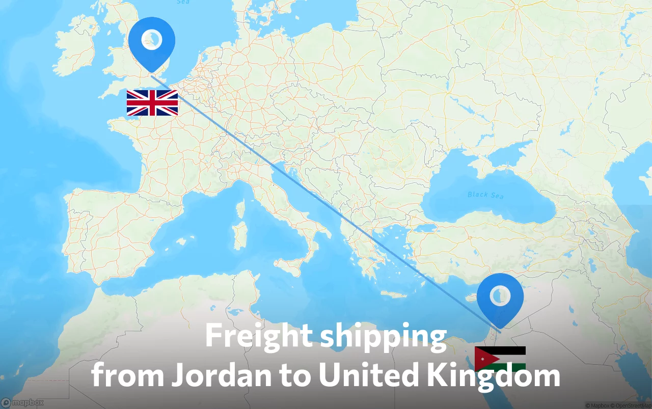 Shipping route from Jordan to United Kingdom