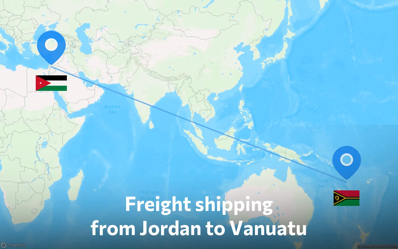Shipping route from Jordan to Vanuatu