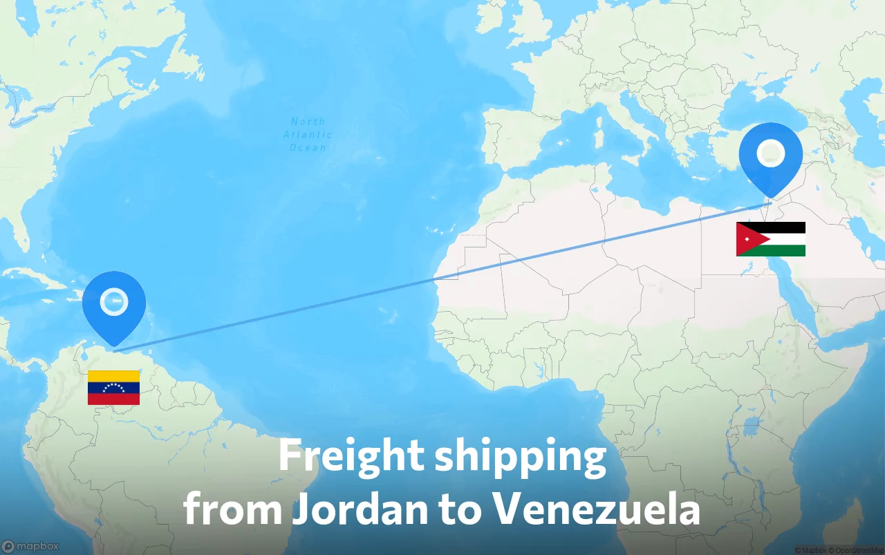 Shipping route from Jordan to Venezuela