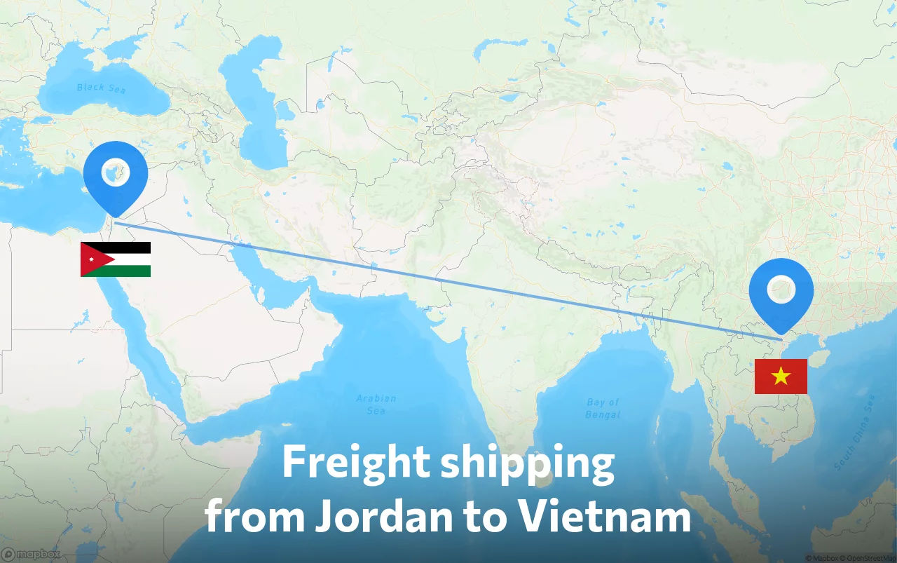 Shipping route from Jordan to Vietnam
