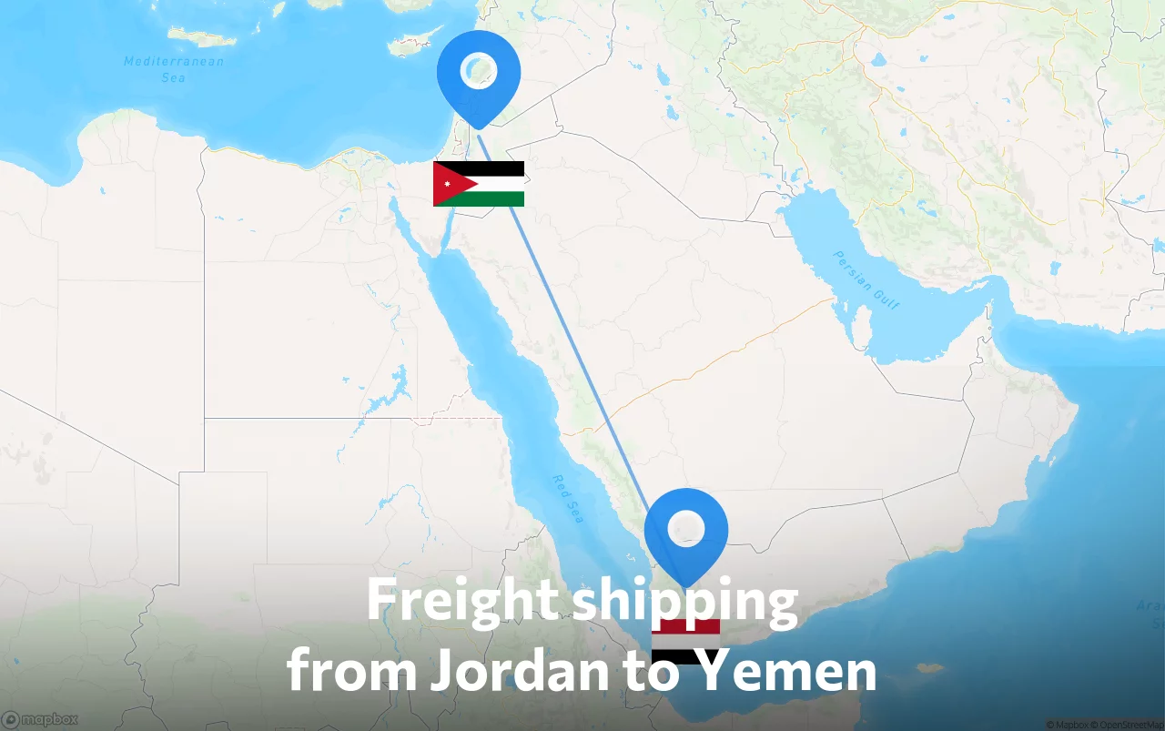 Shipping route from Jordan to Yemen