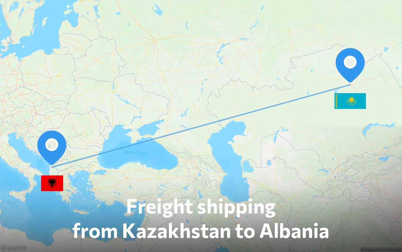 Shipping route from Kazakhstan to Albania