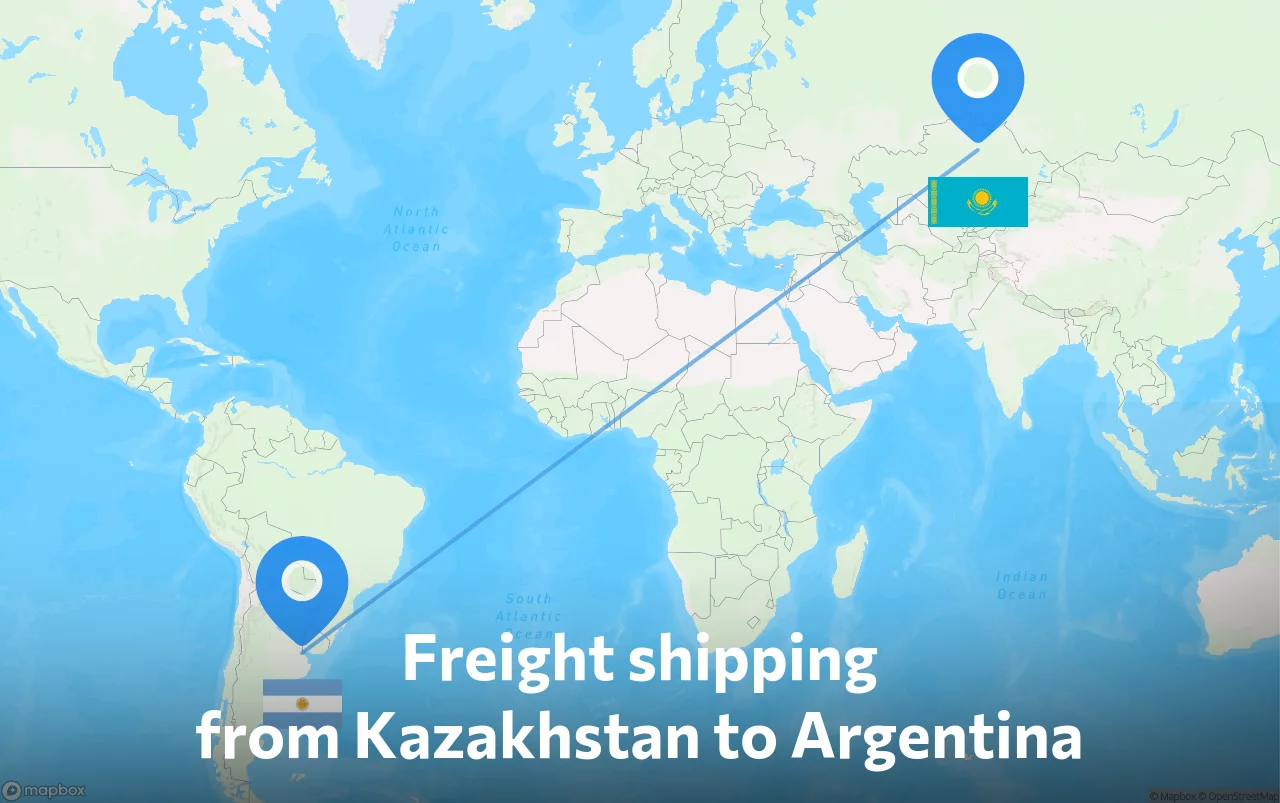 Shipping route from Kazakhstan to Argentina