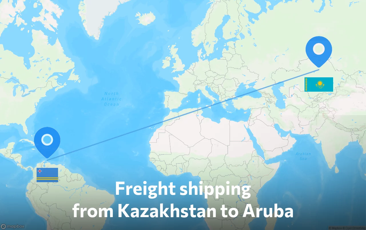 Shipping route from Kazakhstan to Aruba