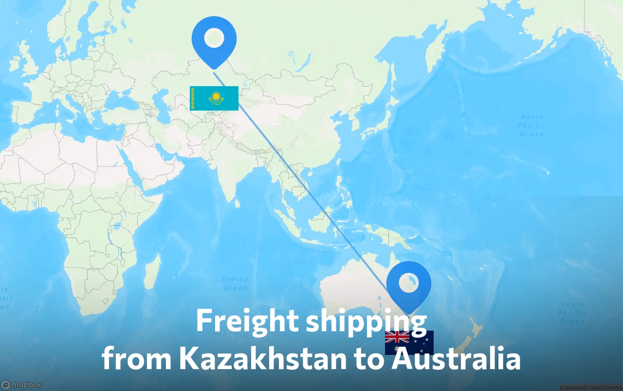 Shipping route from Kazakhstan to Australia