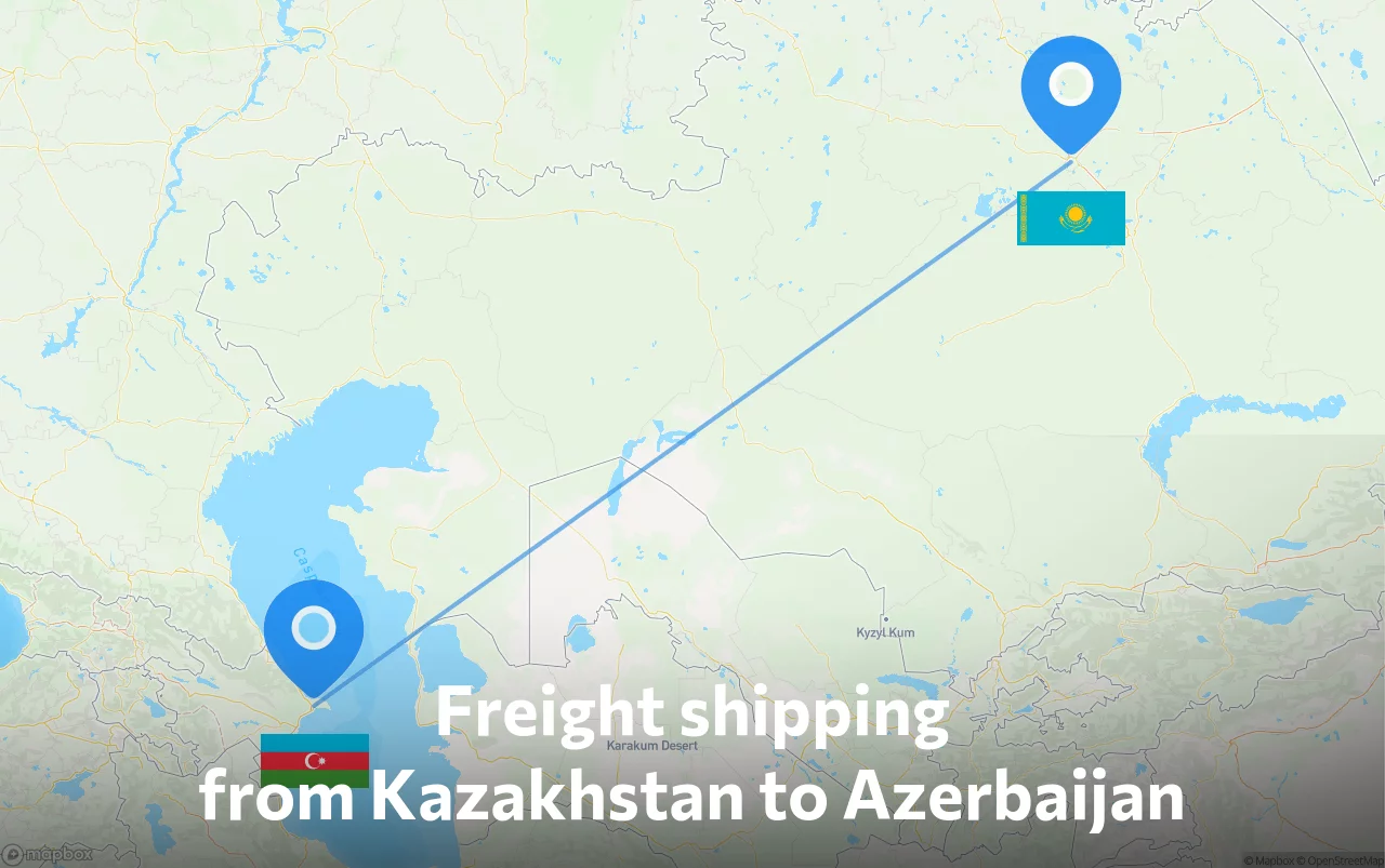 Shipping route from Kazakhstan to Azerbaijan