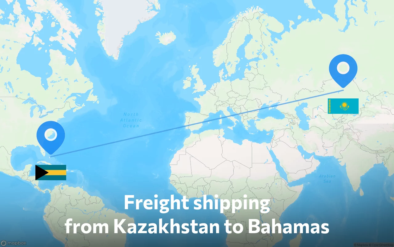 Shipping route from Kazakhstan to Bahamas