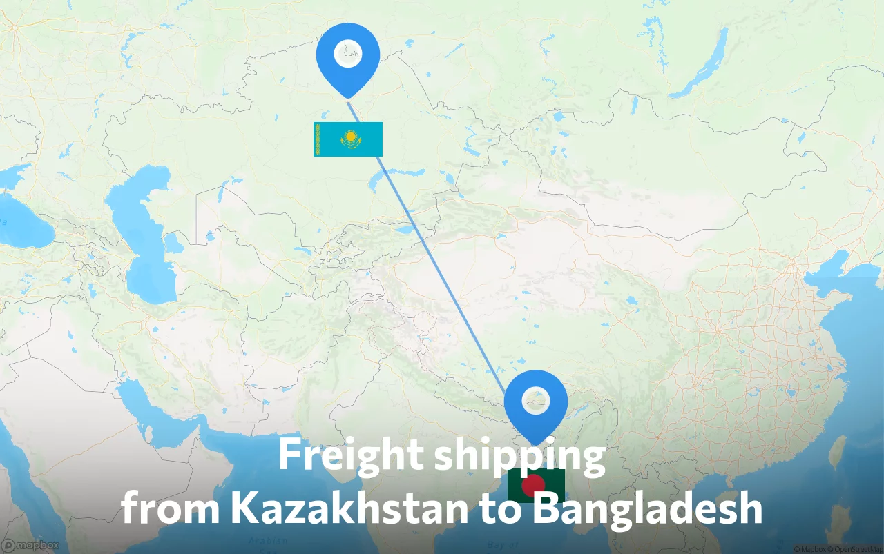Shipping route from Kazakhstan to Bangladesh