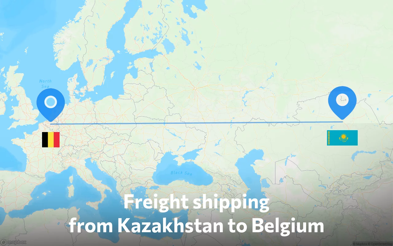 Shipping route from Kazakhstan to Belgium
