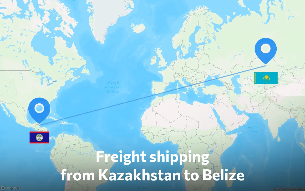 Shipping route from Kazakhstan to Belize