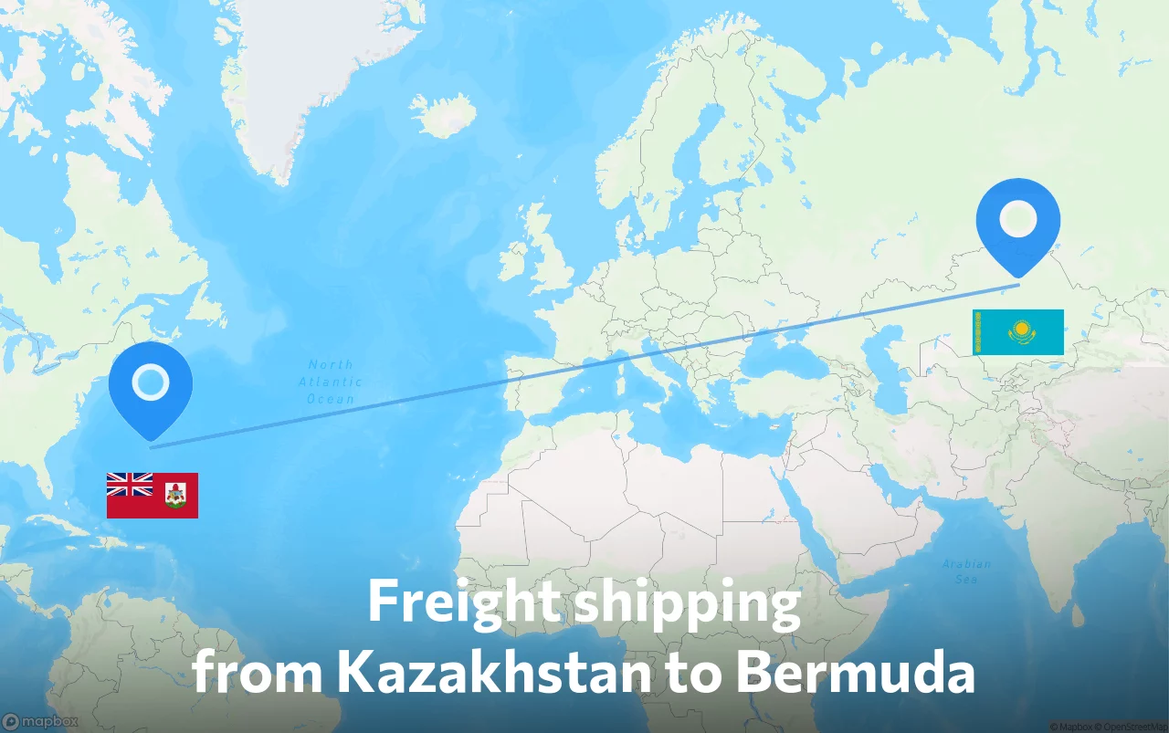 Shipping route from Kazakhstan to Bermuda