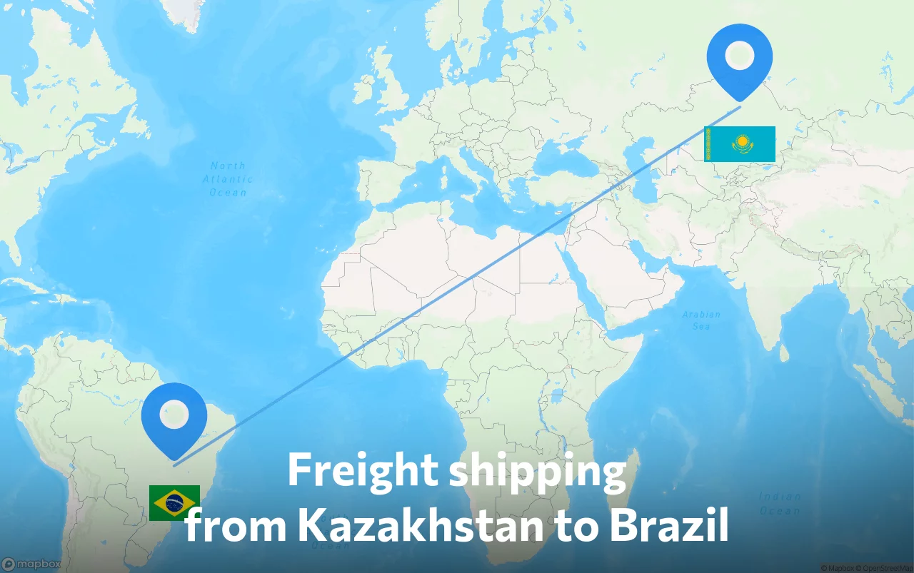 Shipping route from Kazakhstan to Brazil