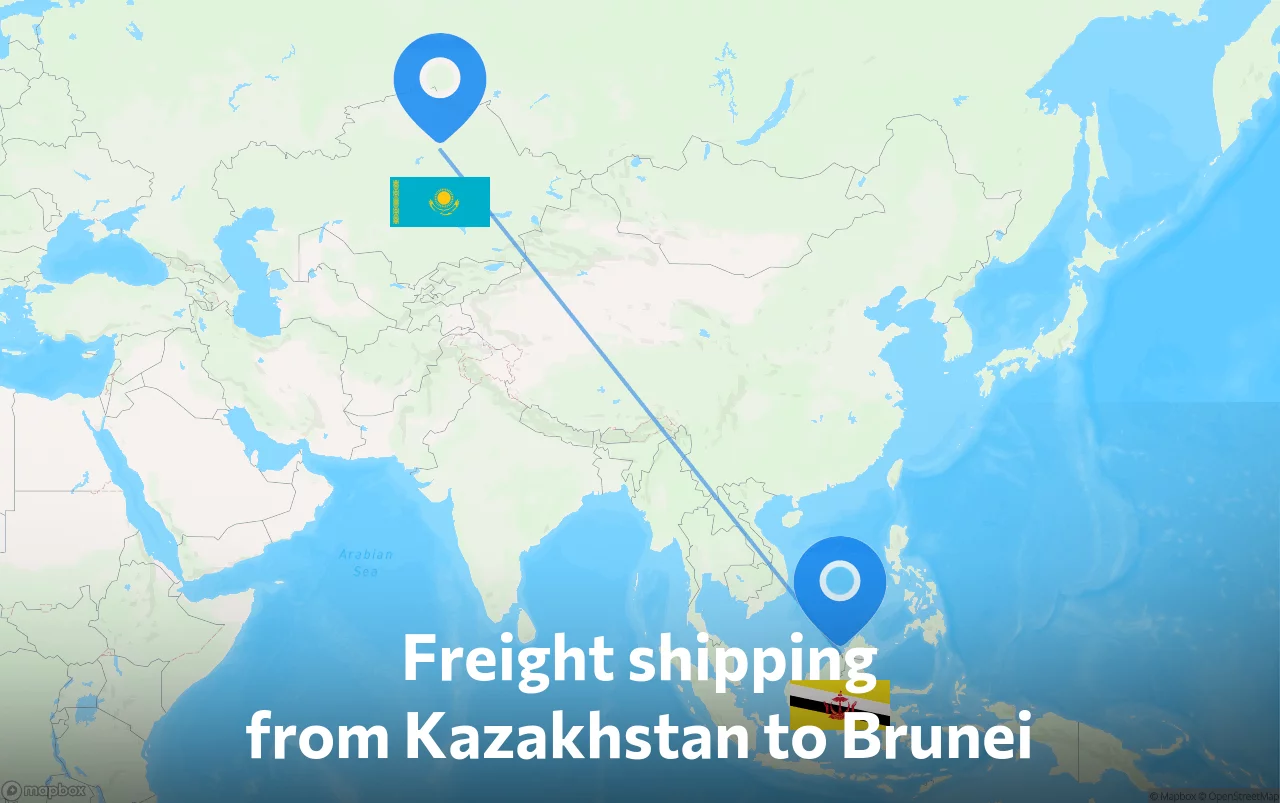 Shipping route from Kazakhstan to Brunei