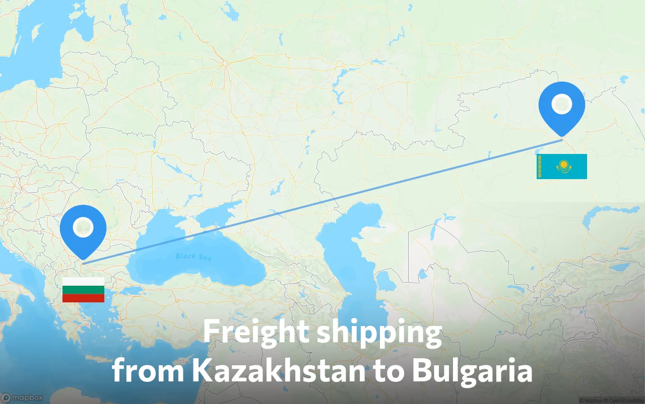 Shipping route from Kazakhstan to Bulgaria