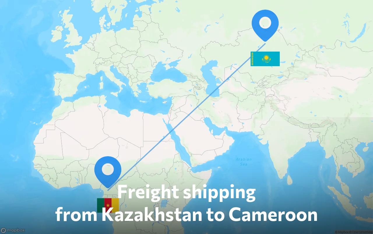 Shipping route from Kazakhstan to Cameroon