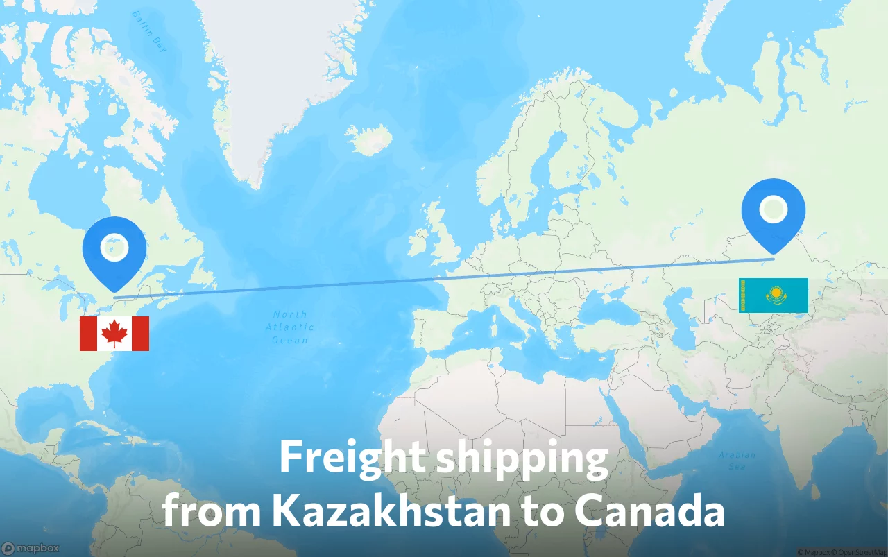 Shipping route from Kazakhstan to Canada